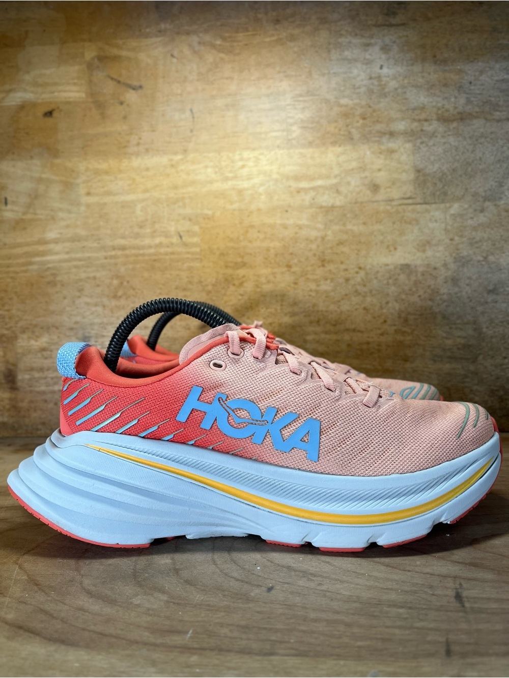 Hoka One One Bondi X Womens Size 9 Running Shoes Sneakers Camellia Peach Parfait